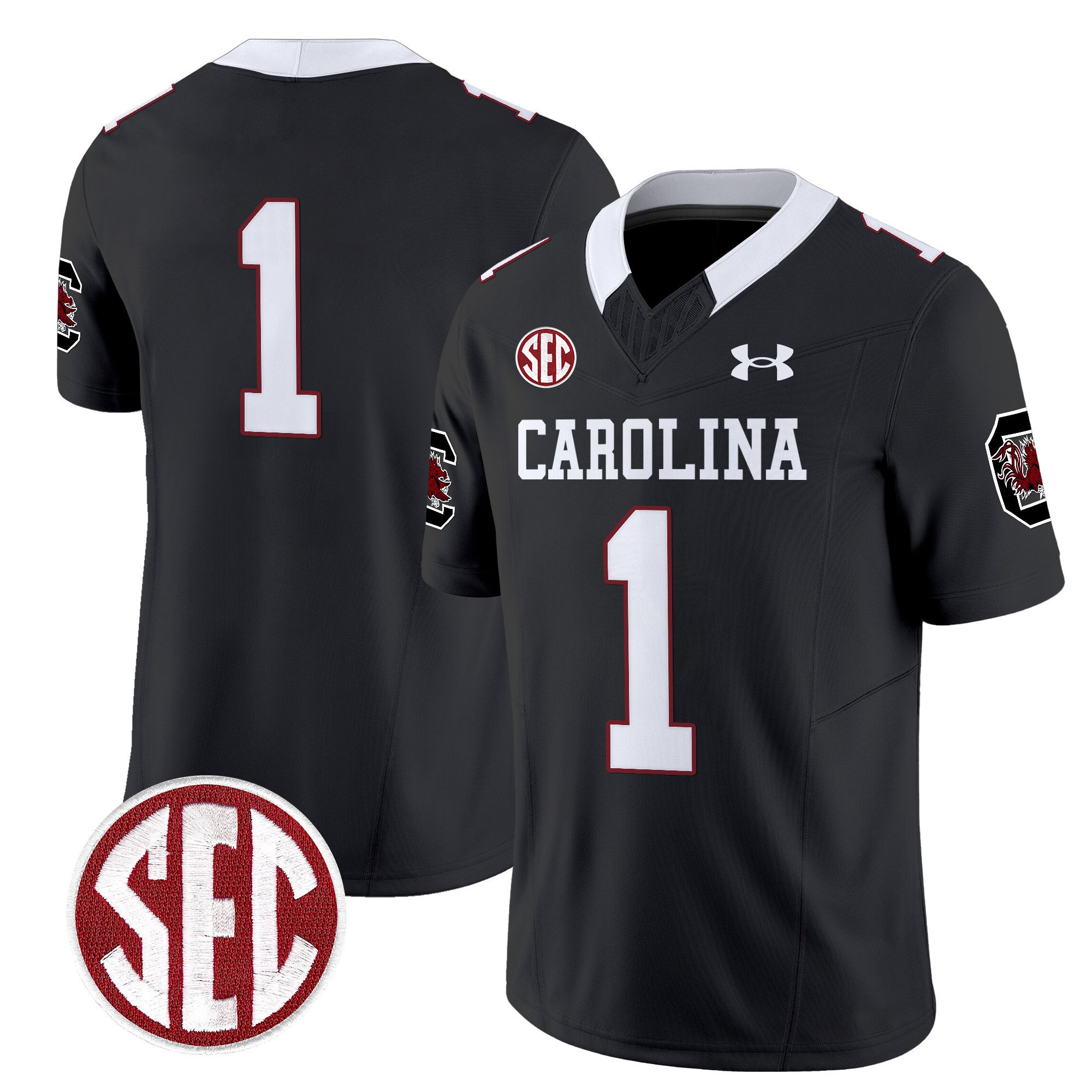 Men South Carolina Gamecocks #1 No Name Black 1980 Throwback Vapor Limited 2024 NCAA Jersey